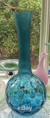 Large Blue Optic Italian Empoli Glass Vase 50cm