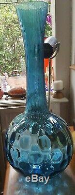 Large Blue Optic Italian Empoli Glass Vase 50cm