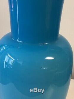 Large Blue Venini Vase, Signed And Original Sticker
