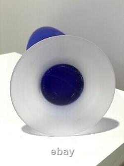 Large Carlo Moretti Empoli Murano Italy Cobalt Blue Satinato Vase