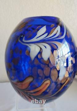 Large Cobalt Art Glass Vase Murano Style