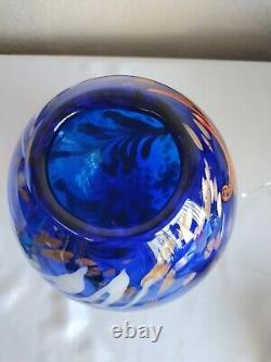 Large Cobalt Art Glass Vase Murano Style