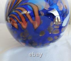 Large Cobalt Art Glass Vase Murano Style