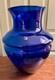 Large Cobalt Blenko Glass Vase Urn Hand Blown Mid-Century 15 Tall 12 Wide