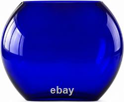 Large Cobalt Blue Sculptural Art Glass Half Sphere Vase Hand Blown 8 x 7 Large Cobalt Blue Sculptural Art Glass Half Sphere Vase Hand Blown 8 x 7