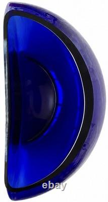 Large Cobalt Blue Sculptural Art Glass Half Sphere Vase Hand Blown 8 x 7