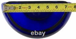Large Cobalt Blue Sculptural Art Glass Half Sphere Vase Hand Blown 8 x 7