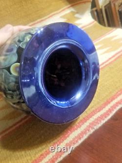 Large EICKHOLT Blue Dichroic Anemone MILLEFIORI Art Glass Vase SIGNED/DATED