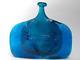 Large Early Mdina Blue Glass Fish Vase with Blue Wings by Michael Harris c. 1969