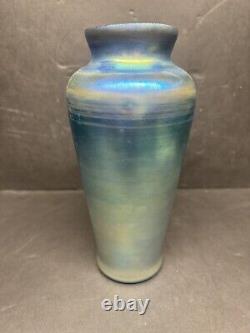 Large Fenton Unpolished Favrene Glass Vase 95th Anniversary Cobalt Iridescent