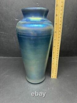 Large Fenton Unpolished Favrene Glass Vase 95th Anniversary Cobalt Iridescent