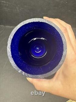 Large Fenton Unpolished Favrene Glass Vase 95th Anniversary Cobalt Iridescent