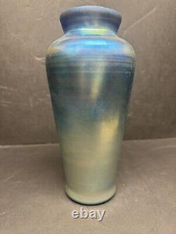 Large Fenton Unpolished Favrene Glass Vase 95th Anniversary Cobalt Iridescent