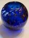 Large Hand Blown Cobalt Blue Art Glass Vase Bowl Aventurine Studio Glass 9.5