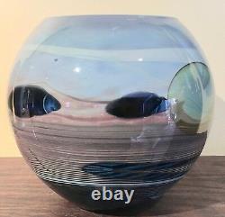 Large John Lewis Signed Art Glass Moon Vase Nice Labino Chihuly