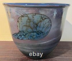 Large John Lewis Signed Art Glass Planet Vase Labino Chihuly