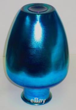 Large L. C. Tiffany Favrile Blue Classical Iridescent Vase