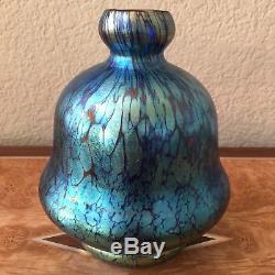 Large Loetz Art Glass Cobalt Papillon Vase