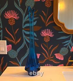 Large Midcentury Modern Vintage Viking Swung Vase In Striking Bluenique Color