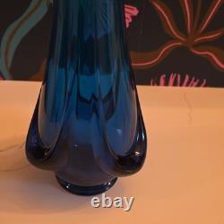 Large Midcentury Modern Vintage Viking Swung Vase In Striking Bluenique Color