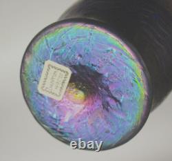 Large Nouveau Bohemian Iridescent Blue Decorated Art Glass Vase withHandle Mount