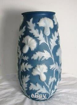 Large Phoenix Consolidated Glass 17 1/2 Blue Thistle Umbrella Vase