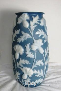 Large Phoenix Consolidated Glass 17 1/2 Blue Thistle Umbrella Vase