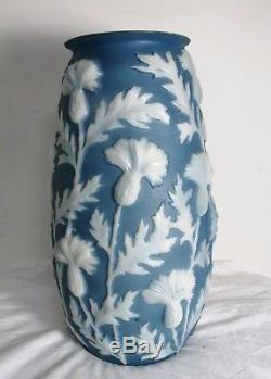 Large Phoenix Consolidated Glass 17 1/2 Blue Thistle Umbrella Vase