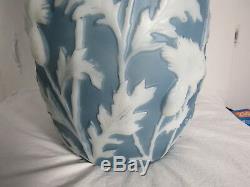 Large Phoenix Consolidated Glass 17 1/2 Blue Thistle Umbrella Vase