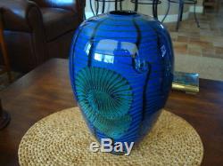 Large Satava Nautilus Vase 12.5 Blue Ex. Cond. Gorgeous