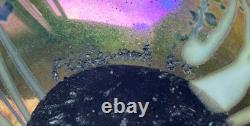 Large Stephen Fellerman Blue Purple Iridescent Art Glass Vase Signed 12.5 Tall