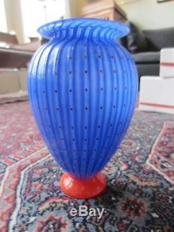 Large Transjo Hytta Sweden 9 Art Glass Vase Vintage Kosta Boda Masters Blue