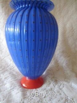 Large Transjo Hytta Sweden 9 Art Glass Vase Vintage Kosta Boda Masters Blue