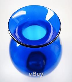 Large Vintage Blenko Glass Vase Sapphire Blue 15 High Foil Sticker