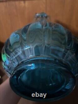 Large Vintage MCM Flame 21 Swung Vase Simplicity Ribbed Blue