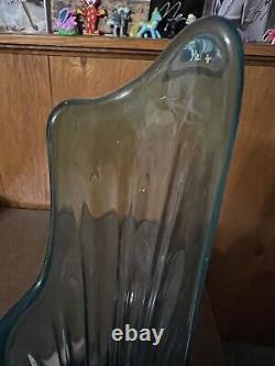 Large Vintage MCM Flame 21 Swung Vase Simplicity Ribbed Blue