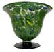 Large Vintage Peacock Feather Art Glass Bowl Vase on Cobalt Blue Base
