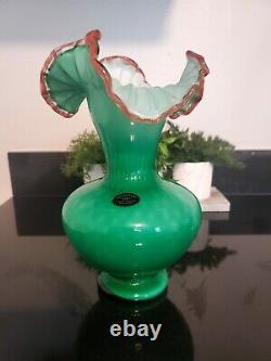 Large art glass vase with ruffles on top by Kristall Mery Lavorzione from Murano