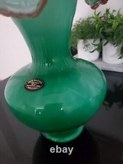 Large art glass vase with ruffles on top by Kristall Mery Lavorzione from Murano