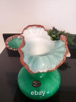 Large art glass vase with ruffles on top by Kristall Mery Lavorzione from Murano