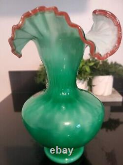 Large art glass vase with ruffles on top by Kristall Mery Lavorzione from Murano