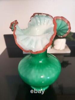 Large art glass vase with ruffles on top by Kristall Mery Lavorzione from Murano