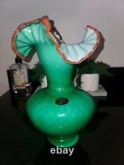 Large art glass vase with ruffles on top by Kristall Mery Lavorzione from Murano