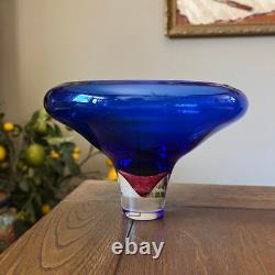 Laurie Thal Glass Bowl Sommerso Blue Display Fine Art Glass Home Decor