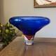 Laurie Thal Glass Bowl Sommerso Blue Display Fine Art Glass Home Decor