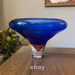 Laurie Thal Glass Bowl Sommerso Blue Display Fine Art Glass Home Decor