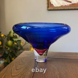 Laurie Thal Glass Bowl Sommerso Blue Display Fine Art Glass Home Decor