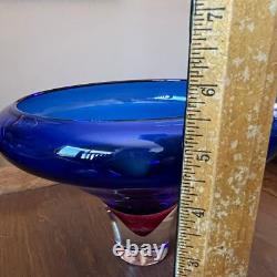 Laurie Thal Glass Bowl Sommerso Blue Display Fine Art Glass Home Decor