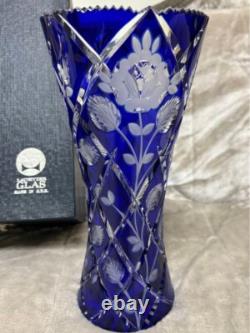 Lausitzer Crystal Cut Glass Vase Cobalt Blue German Democratic Republic era