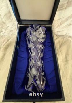 Lausitzer Crystal Cut Glass Vase Cobalt Blue German Democratic Republic era
